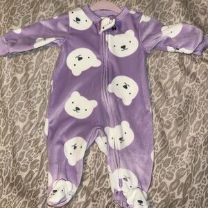 Carter's Lavender Bear Print Bodysuit/ 2 way zipper.